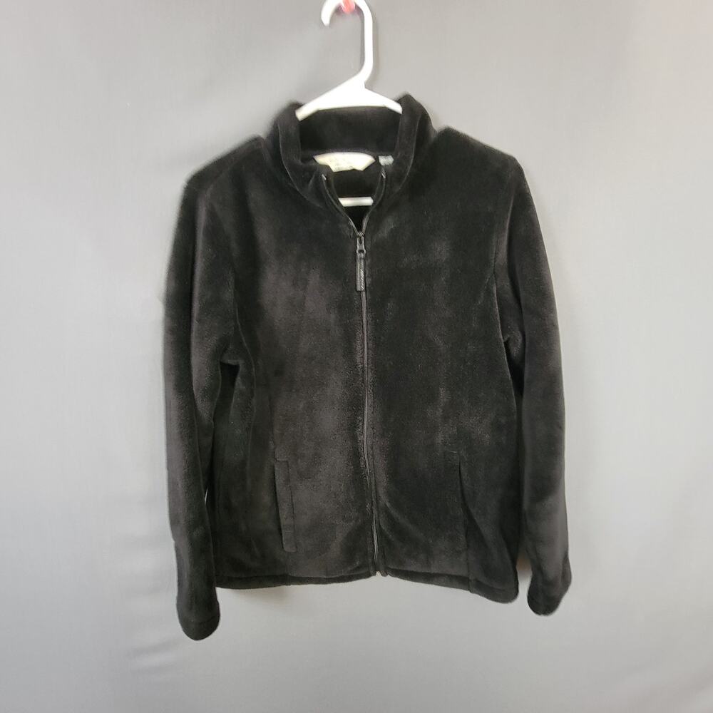 Great Northwest Black Plush Fleece Zip Jacket with Pockets Medium